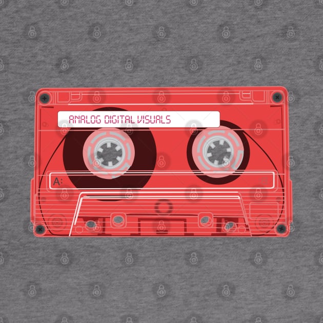 Cassette Tape (Carmine Pink Colorway) Analog / Music T-Shirt by Analog Digital Visuals